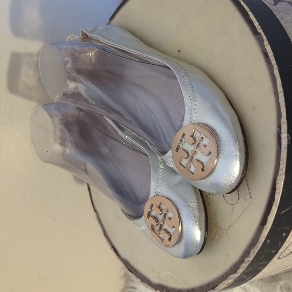 Tory Burch Silver Ballerina Shoes